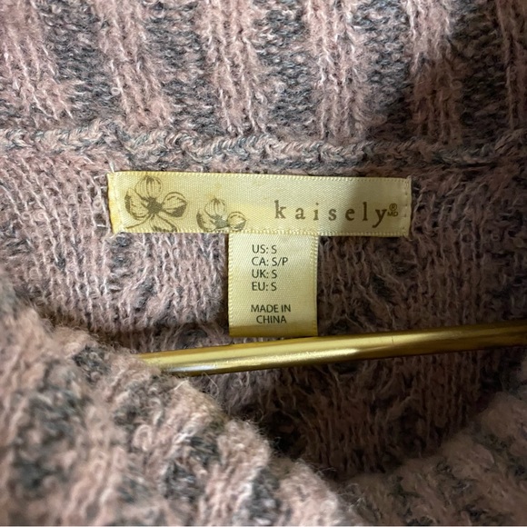 Anthropologie Kaisley Wool Blend Cowl Neck Sweater Long Soft Stretchy Pink Gray - Picture 8 of 8